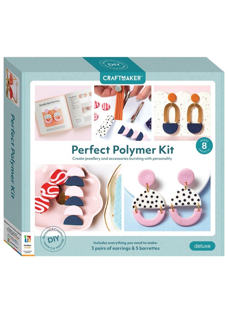 Hinkler Craft Maker Deluxe Perfect Polymer Kit - DIY Polymer Clay Set includes a 32-page book, polymer clay, shape cutters, earrings, hairclips and Glue, Create Custom Jewelry,Polymer Clay Sculpting - Image 1