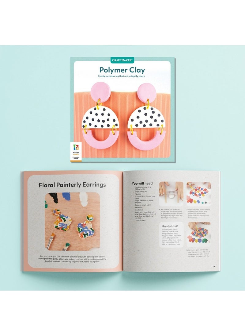 Hinkler Craft Maker Deluxe Perfect Polymer Kit - DIY Polymer Clay Set includes a 32-page book, polymer clay, shape cutters, earrings, hairclips and Glue, Create Custom Jewelry,Polymer Clay Sculpting - Image 3