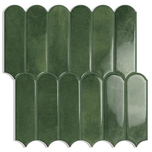 Tiwoos Green Peel and Stick Backsplash Tile 12"x12" Kitchen Self-Adhesive Wall Tiles (10-Sheet) - Image 1