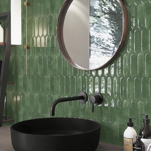 Tiwoos Green Peel and Stick Backsplash Tile 12"x12" Kitchen Self-Adhesive Wall Tiles (10-Sheet) - Image 2