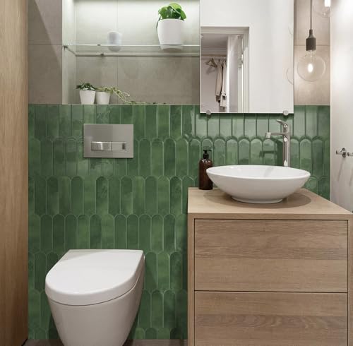 Tiwoos Green Peel and Stick Backsplash Tile 12"x12" Kitchen Self-Adhesive Wall Tiles (10-Sheet) - Image 3