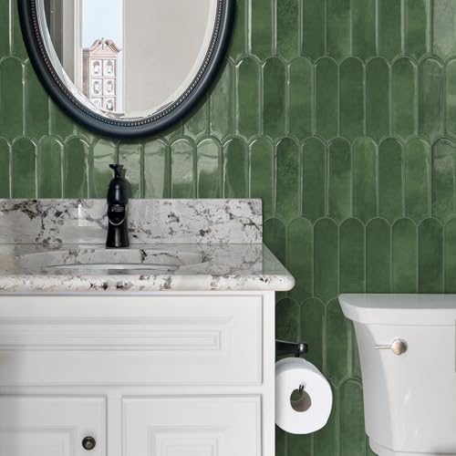 Tiwoos Green Peel and Stick Backsplash Tile 12"x12" Kitchen Self-Adhesive Wall Tiles (10-Sheet) - Image 5