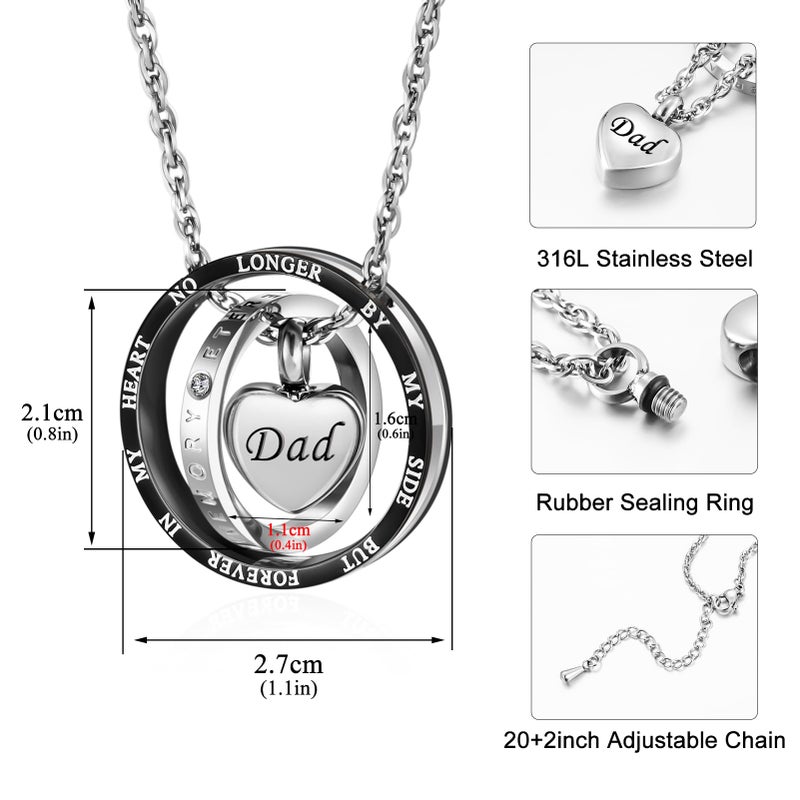 Dletay Urn Necklace for Ashes Stainless Steel Cremation Jewelry Memorial Ash Necklace for Men Women Urn Pendant Ashes Holder - Image 3