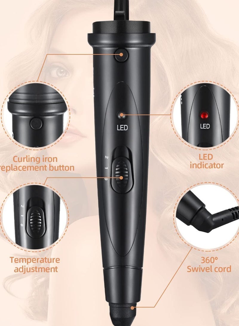NIBEMINENT Ceramic Curling Wand, 6 in 1 Multifunction Hair Curlers Set Temperature Control Professional Irons for Long Short Thick Fine Hair, Adjustable Corded 360° Rotating Curing Iron - Image 2
