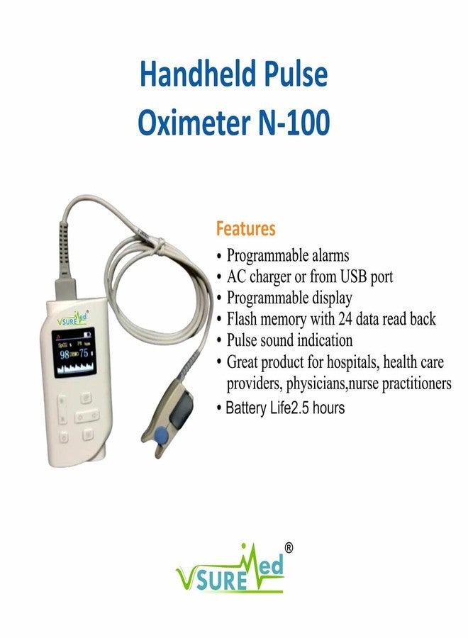 VSUREMED Handheld Pulse Oximeter NT1C with Adult SPO2 Probe - Image 2