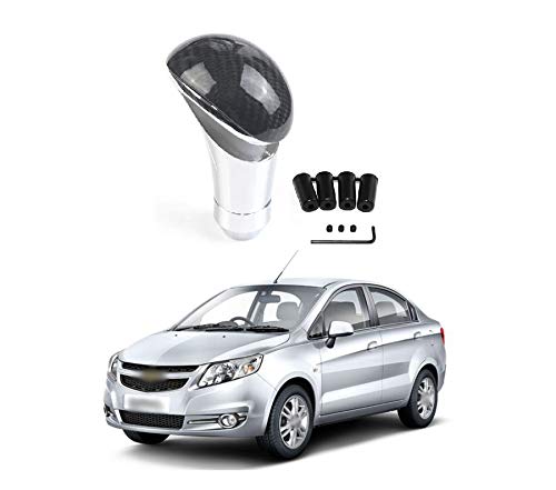 PRIKNIK Carbon Fiber Manual Modified Car Handle Gear Shifter Lever Knob Fit with 8mm 10mm 12mm Adapters Compatible with C-hevrolet S-ail (Multicolour) - Image 1