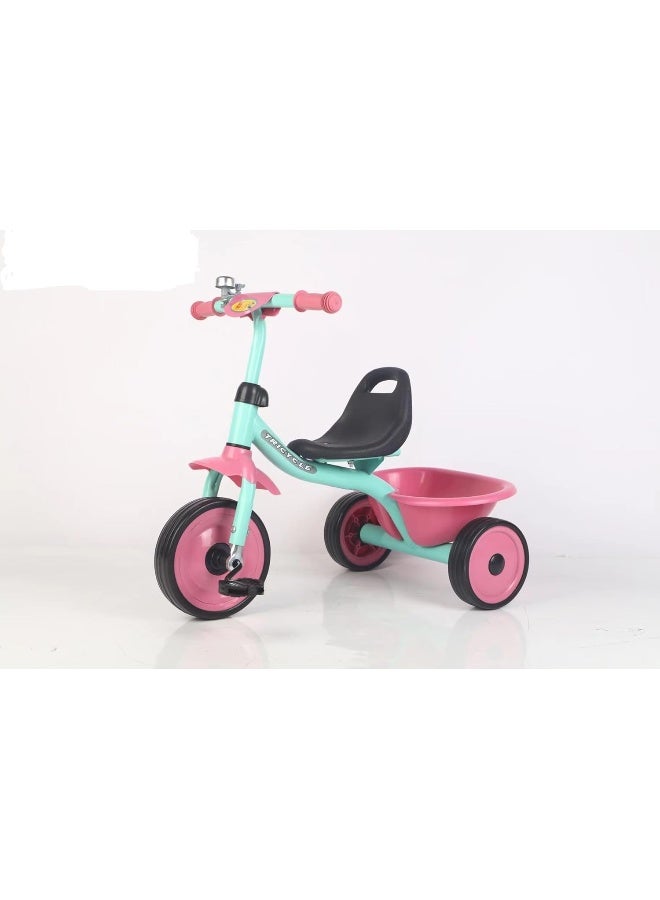 دراجة ثلاثية العجلات خفيفة الوزن للأطفال من عمر 2 إلى 6 سنوات مع سلة في الخلف - للبنات - Image 1