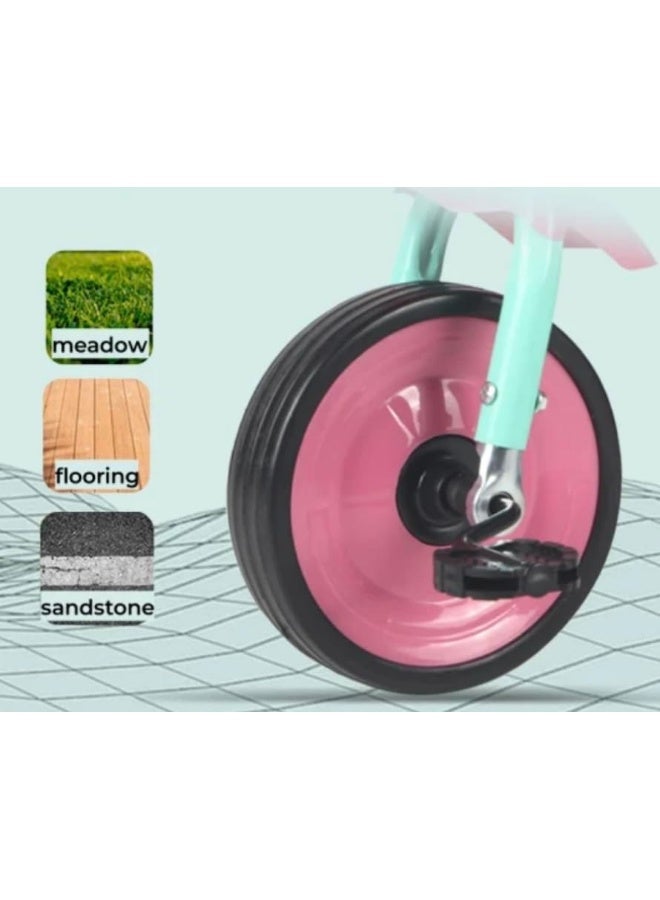 دراجة ثلاثية العجلات خفيفة الوزن للأطفال من عمر 2 إلى 6 سنوات مع سلة في الخلف - للبنات - Image 2