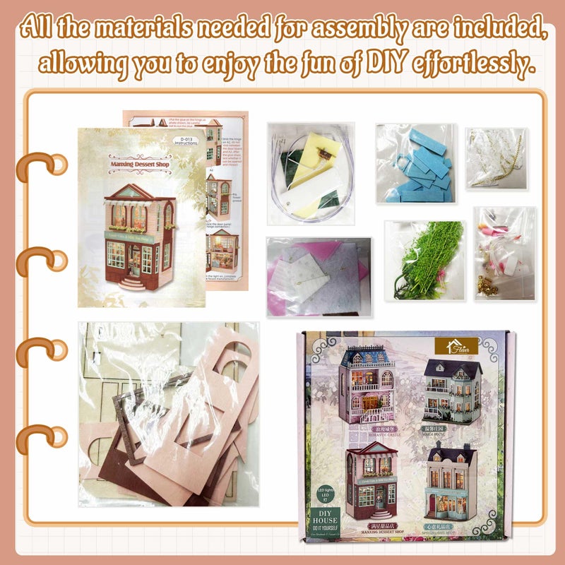 Flever مجموعة منزل دمى فليفر المصغرة DIY غرفة إبداعية مع أثاث لهدية رومانسية في عيد الحب (متجر مانشينغ للحلويات) - Image 4