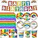 DMIGHT Rainbow Birthday Party Supplies Rainbow Theme Party Decorations for Boy Include Tablecloth Banner Plate Napkin Cups - Image 3