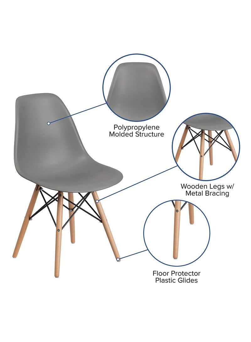 Taimi 5-Piece Dining Set,Modern Rectangular Dining Table with 4 Elegant Chairs | Solid White Wood Table 120x60x73cm with 4  Grey Plastic Chairs and Wooden Legs - Image 5