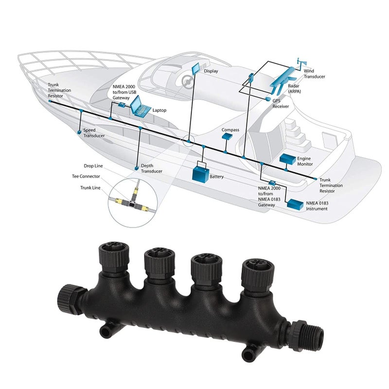 NMEA 2000 4 Port Tee Connector 5 Pin IP67 Waterproof For Marine Networks - Image 5