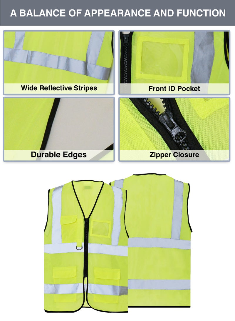 Secure Wear High Visibility Reflective Safety Vest Durable Polyester Material 3 Pockets with ID Window for Construction Sports and Industrial Work - Image 4