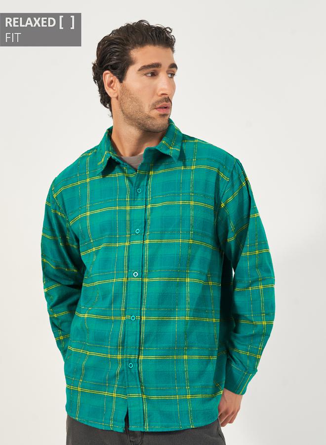 Styli Brushed Flannel Checkered Relaxed Fit Shirt  - Image 1