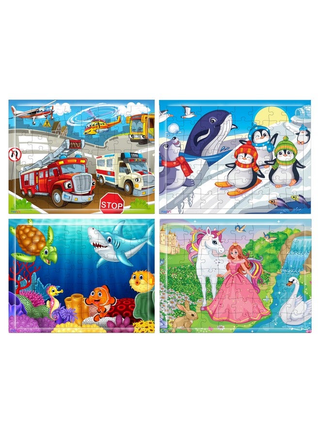 Fiddlys 54 Pcs Wood Jigsaw Puzzles for Kids & Children Age 6+ Animal World and Sea World (Pack of 4) - Image 1