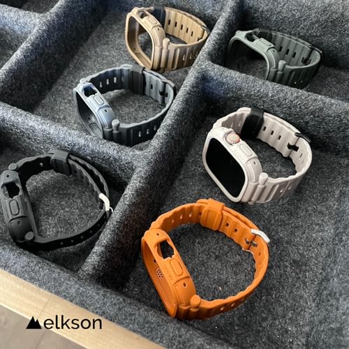 elkson Made for Apple Watch Ultra 3 2 1 Band case 49mm Screen Protector Tempered Glass, Quattro Pro Series Rugged for iWatch Bumper Strap, Military Grade Durable Protective Cover, Shockproof, Green - Image 4