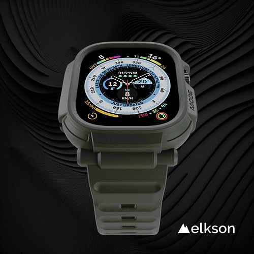 elkson Made for Apple Watch Ultra 3 2 1 Band case 49mm Screen Protector Tempered Glass, Quattro Pro Series Rugged for iWatch Bumper Strap, Military Grade Durable Protective Cover, Shockproof, Green - Image 3