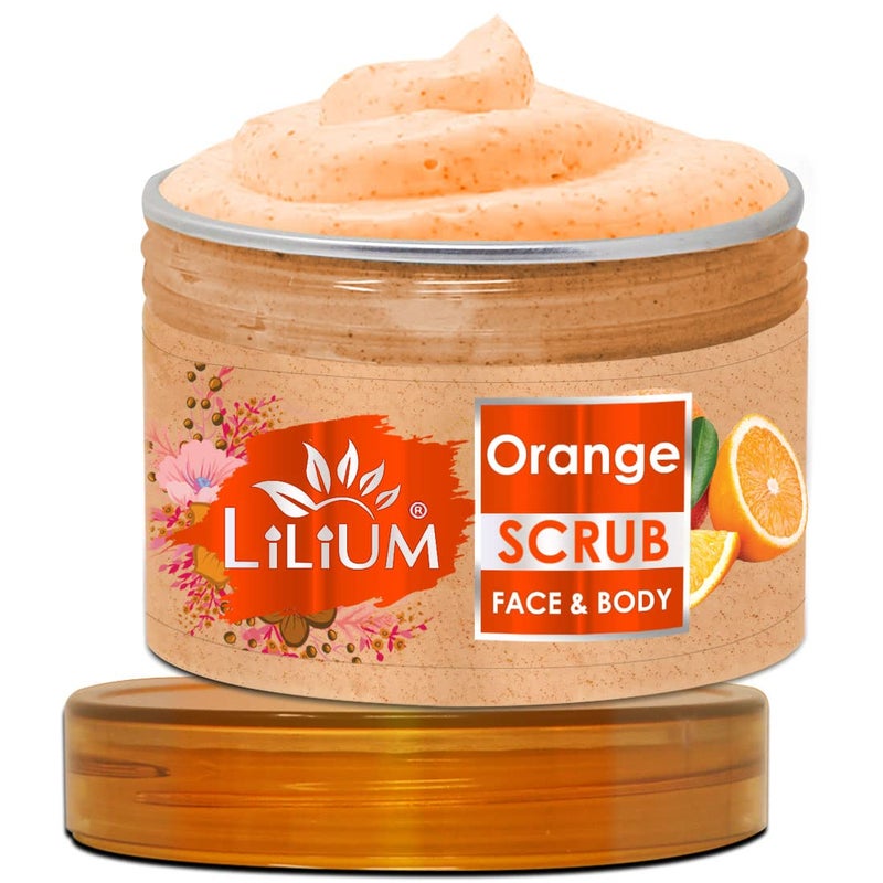 Lilium Orange Scrub Pack 250g Each Enriched With Orange Extract Active vitamins B3 C E Remove Oil Dirt Blackheads And Give Instant Radiance Cruelty Free Pack Of 2 - Image 3