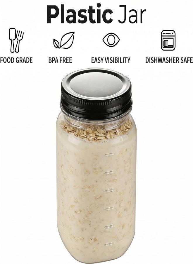 novelinks Plastic Jars with Lids 16oz, Clear 16 oz Mason Jars with Lids, Airtight & Leak-Proof Reusable Storage Jars for Kitchen and Home Use (Black,24 Pack) - Image 4