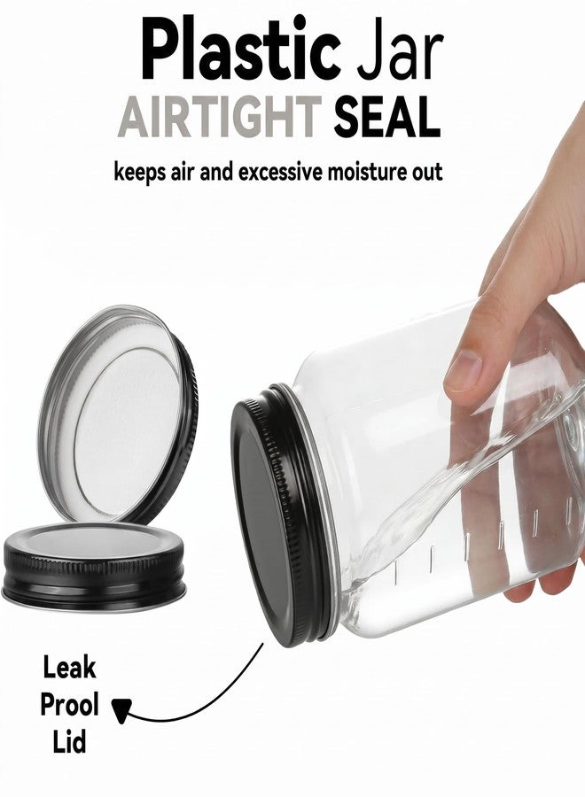 novelinks Plastic Jars with Lids 16oz, Clear 16 oz Mason Jars with Lids, Airtight & Leak-Proof Reusable Storage Jars for Kitchen and Home Use (Black,24 Pack) - Image 3