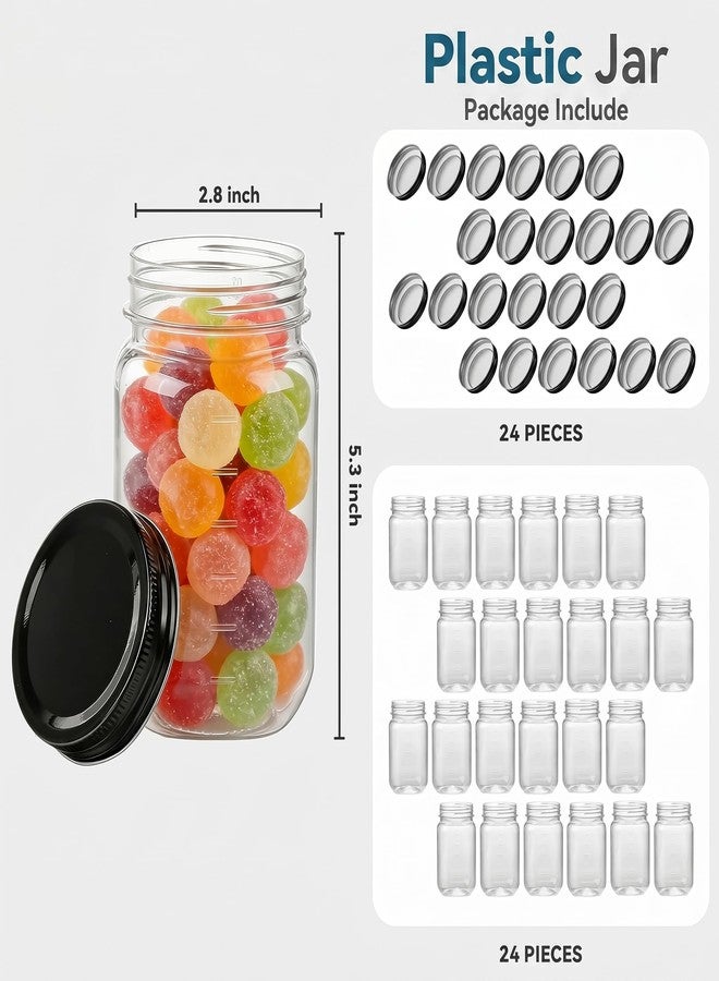 novelinks Plastic Jars with Lids 16oz, Clear 16 oz Mason Jars with Lids, Airtight & Leak-Proof Reusable Storage Jars for Kitchen and Home Use (Black,24 Pack) - Image 2