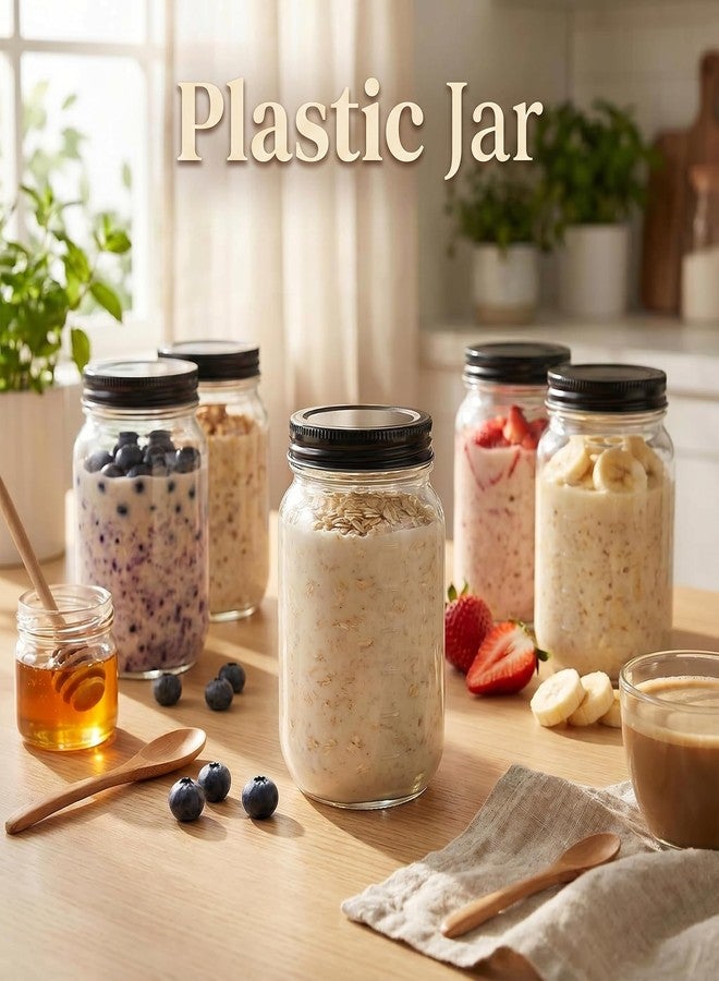 novelinks Plastic Jars with Lids 16oz, Clear 16 oz Mason Jars with Lids, Airtight & Leak-Proof Reusable Storage Jars for Kitchen and Home Use (Black,24 Pack) - Image 5