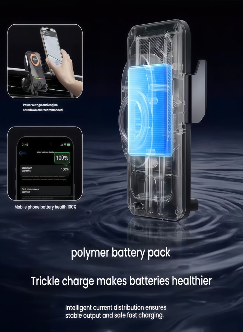 360 car, wireless fast charging car holder, automatic induction electric rotation HJ06 (black) - Image 3