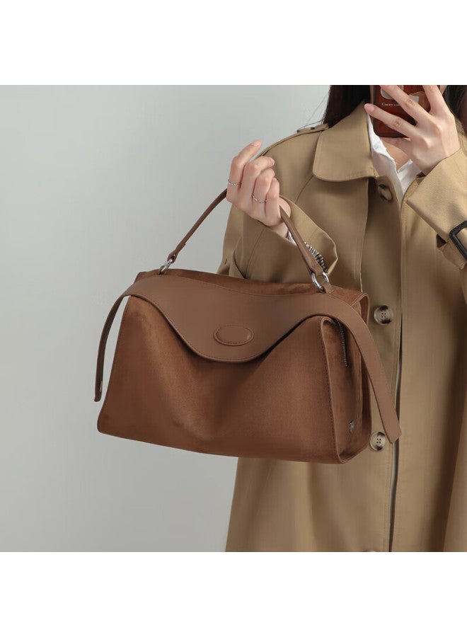 Viney Women's Cowhide Boston Bag Large Capacity Crossbody Pillow Bag Birthday Gift High-end Feeling For Girlfriend Wife - Image 1