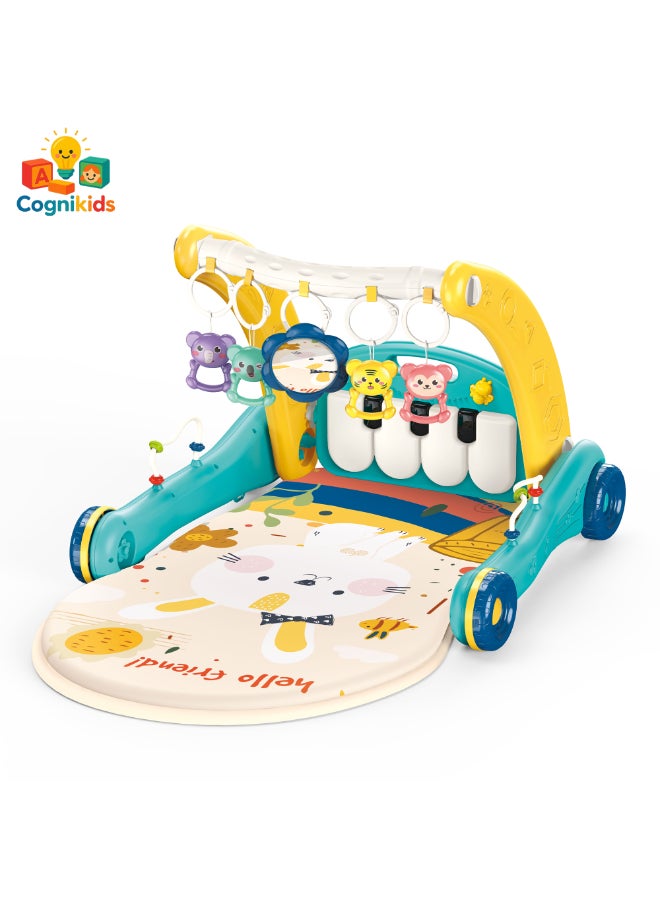 COGNIKIDS 2 In 1 Baby Piano Playgym & Walker With Adjustable Music Panel – Tummy Time Mat, Push Walker & Musical Toy For Newborns & Toddlers – Adjustable Height, Speed Control – Green - Image 2