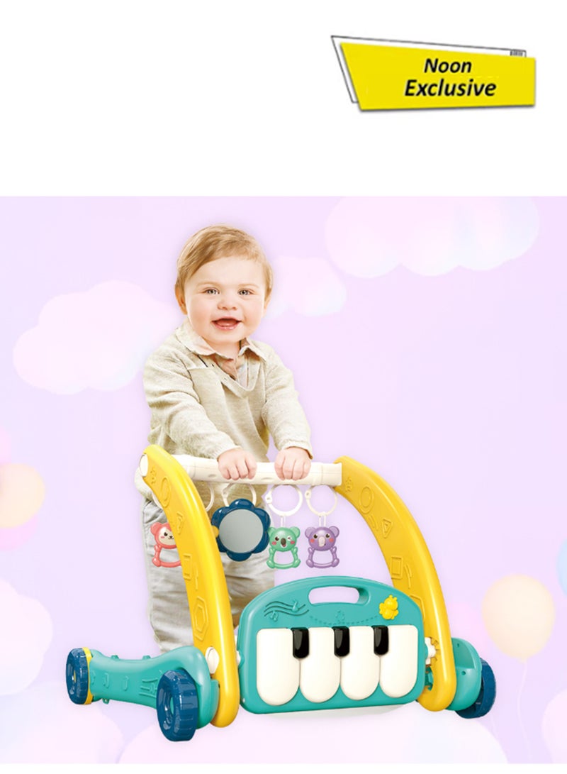 COGNIKIDS 2 In 1 Baby Piano Playgym & Walker With Adjustable Music Panel – Tummy Time Mat, Push Walker & Musical Toy For Newborns & Toddlers – Adjustable Height, Speed Control – Green - Image 1