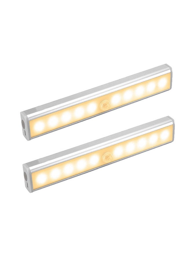 Polish'D Motion Sensor Light Bar Night Light for Room, Stick-on Anywhere Wireless Battery Operated 10 LEDs Closet Lights Wardrobe Lighting LED Light(Warm White, 3 Pack)  - Image 1