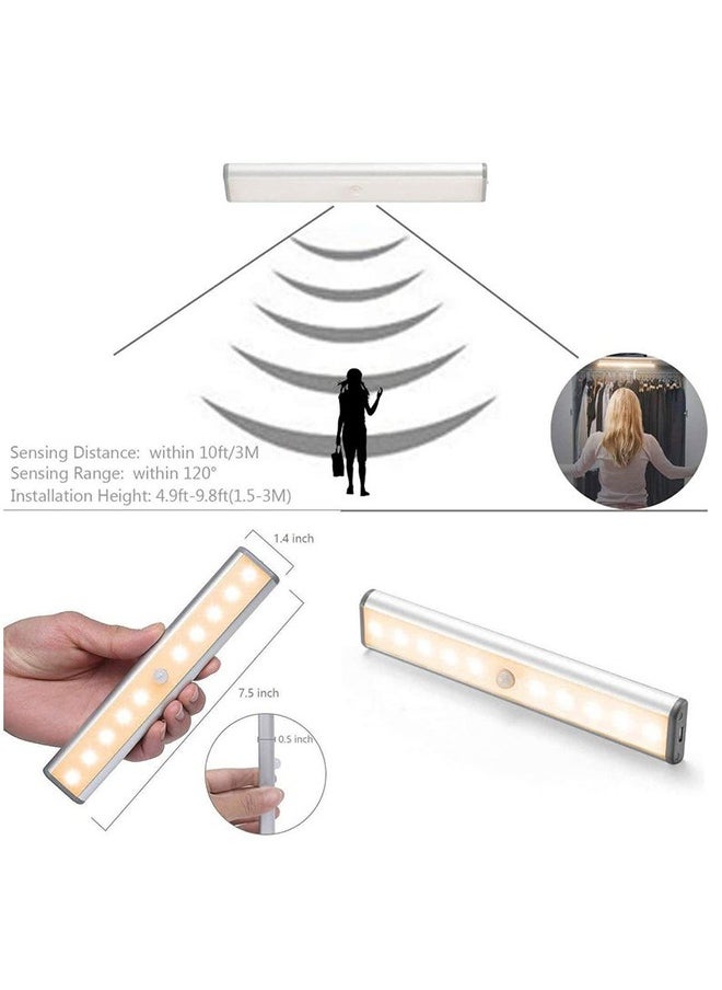 Polish'D Motion Sensor Light Bar Night Light for Room, Stick-on Anywhere Wireless Battery Operated 10 LEDs Closet Lights Wardrobe Lighting LED Light(Warm White, 3 Pack)  - Image 2