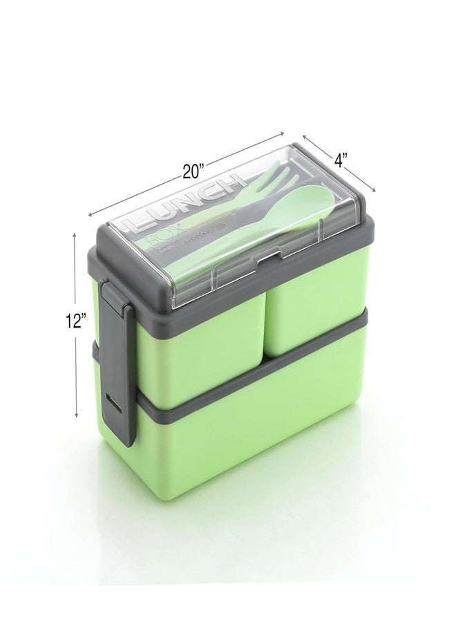 NPB Store 3-Compartment Plastic Lunch Box 1 Spoon 1 Fork - 1400ml | BPA Free & Food-Grade Material | Use for School Office Kids Students Men Women | Leak Proof Tiffin Box - Image 3