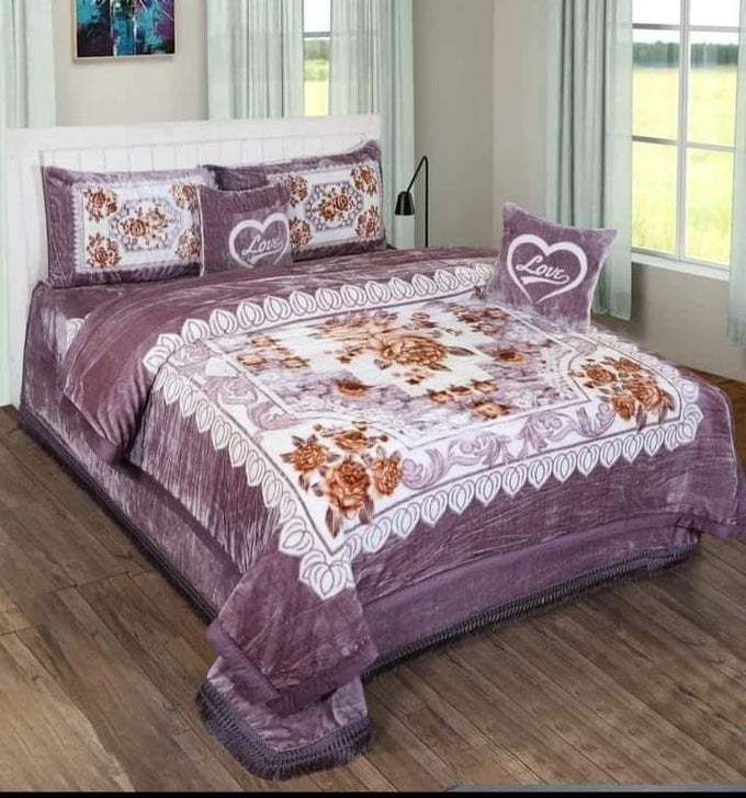WOOL 250 TC KOREAN WEDDING BEDDING SETCLOUDY 4 PIECE BLANKET SET 1 BLANKET WITH 1 BEDSHEET AND 2 PILLOW COVERS SPECIAL FOR NEWLY MARRIED COUPLE WITH FANCY BAG PACKAGING MULTICOLOR 8