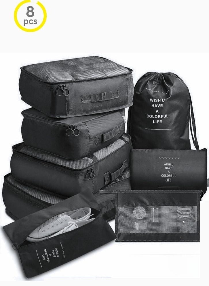 مجموعة منظم سفر لتنظيم أمتعة السفر وتنظيم الملابس والأحذية والاكسسوارات داخل حقيبة السفر - Image 1