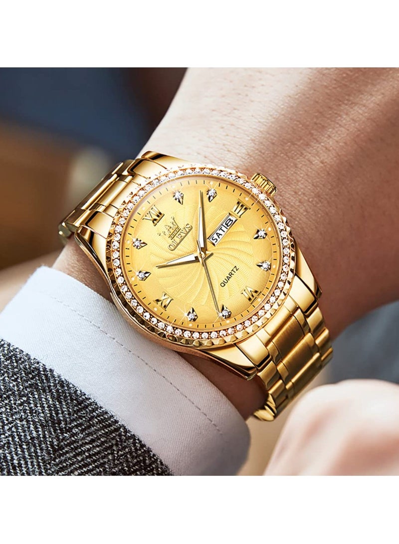 OLEVS Classic Men Watches with Date,Stainless Steel Man Watch with Date, Bussiness Watches for Men,Luminous Quartz Mens Watches, Waterproof Male Watch with Week - Image 2