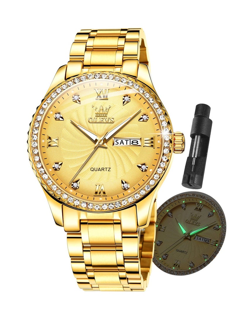 OLEVS Classic Men Watches with Date,Stainless Steel Man Watch with Date, Bussiness Watches for Men,Luminous Quartz Mens Watches, Waterproof Male Watch with Week - Image 1