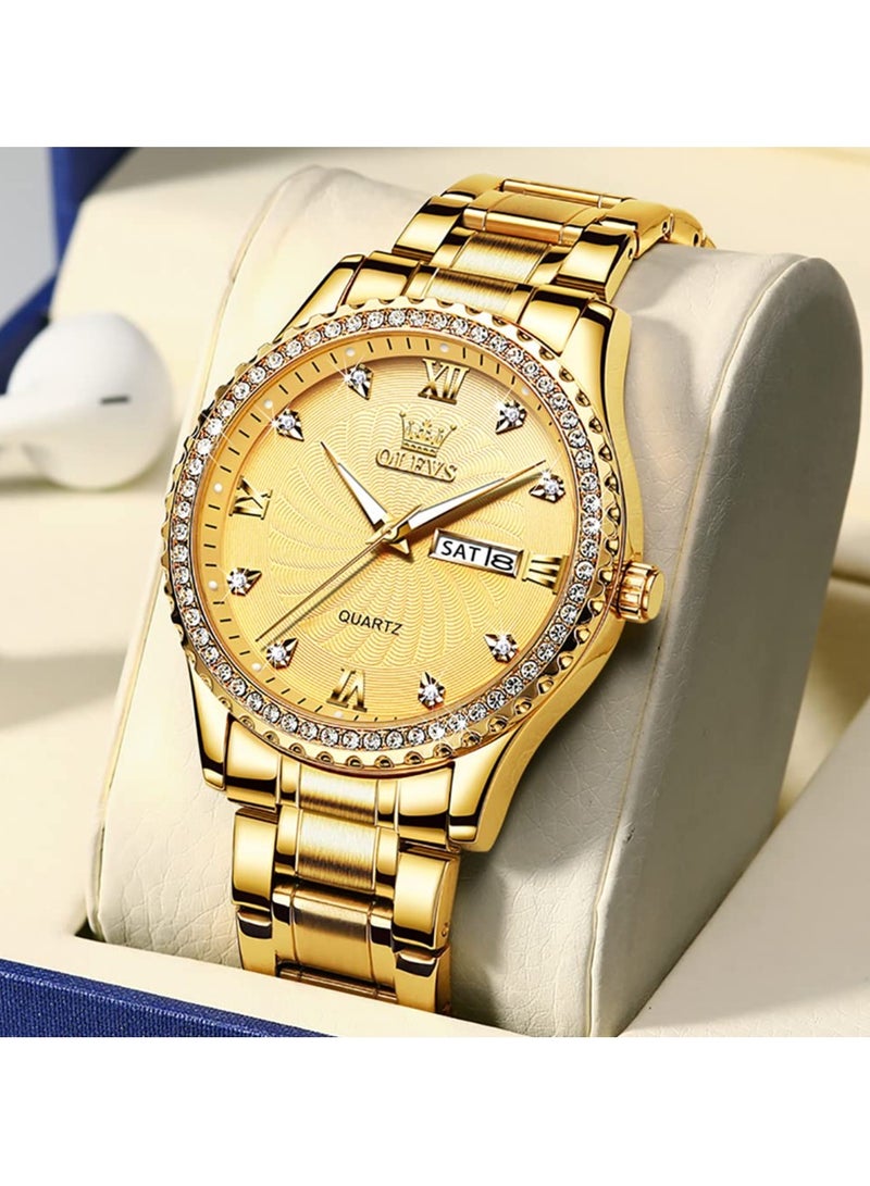 OLEVS Classic Men Watches with Date,Stainless Steel Man Watch with Date, Bussiness Watches for Men,Luminous Quartz Mens Watches, Waterproof Male Watch with Week - Image 3