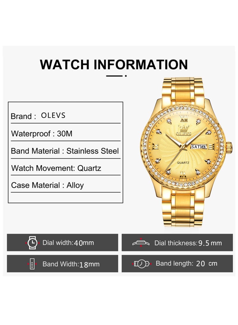 OLEVS Classic Men Watches with Date,Stainless Steel Man Watch with Date, Bussiness Watches for Men,Luminous Quartz Mens Watches, Waterproof Male Watch with Week - Image 5