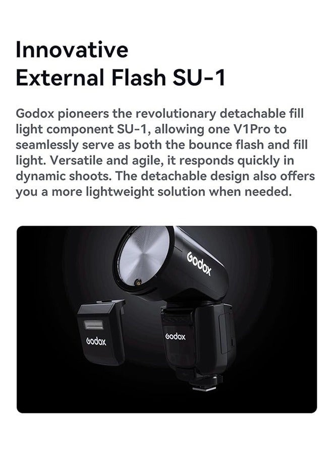 جودوكس فلاش كاميرا Godox V1 Pro S V1Pro-S برأس مستدير TTL Speedlite متوافق مع Sony، فلاش TTL لاسلكي 2.4 جيجاهرتز، 76 واط/ثانية HSS 1/8000 ثانية مع بطارية ليثيوم أيون 2980 مللي أمبير في الساعة - Image 4