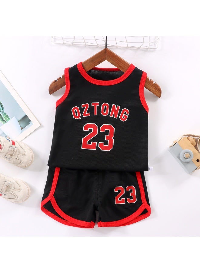 Children's Vest Short-sleeved Suit Boy's Mesh Basketball Uniform Girl's Summer Sleeveless Baby Children's Clothing Breathable Sports Style