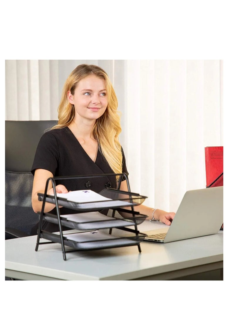 PRIMA حامل مستندات شبكي من المعدن 3 طبقات لحفظ الملفات - Image 3