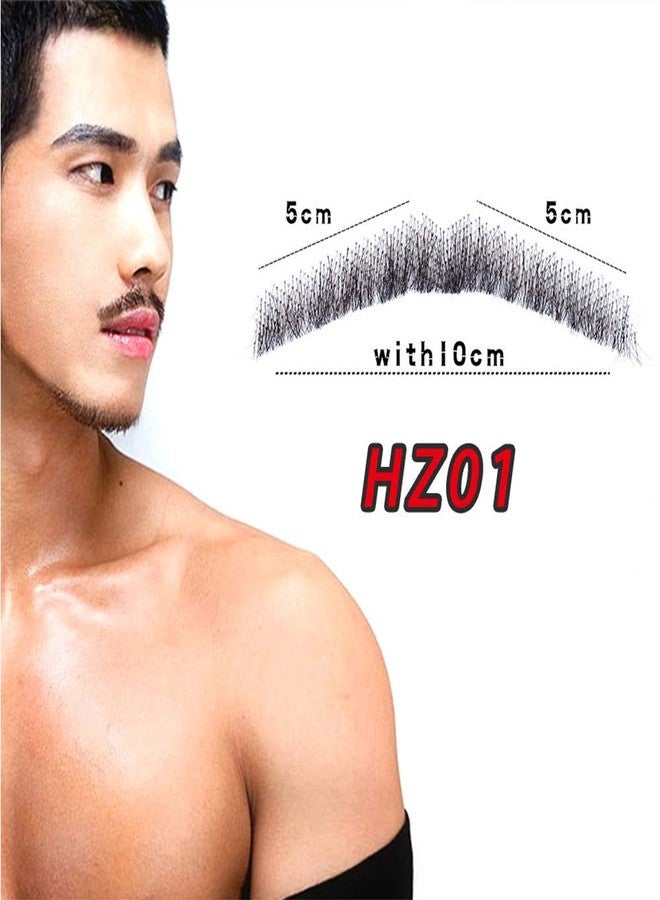 CliCling One Pair Men's Fake Face Beard 100% Handtied Human Hair False Beards Black Color - Image 2