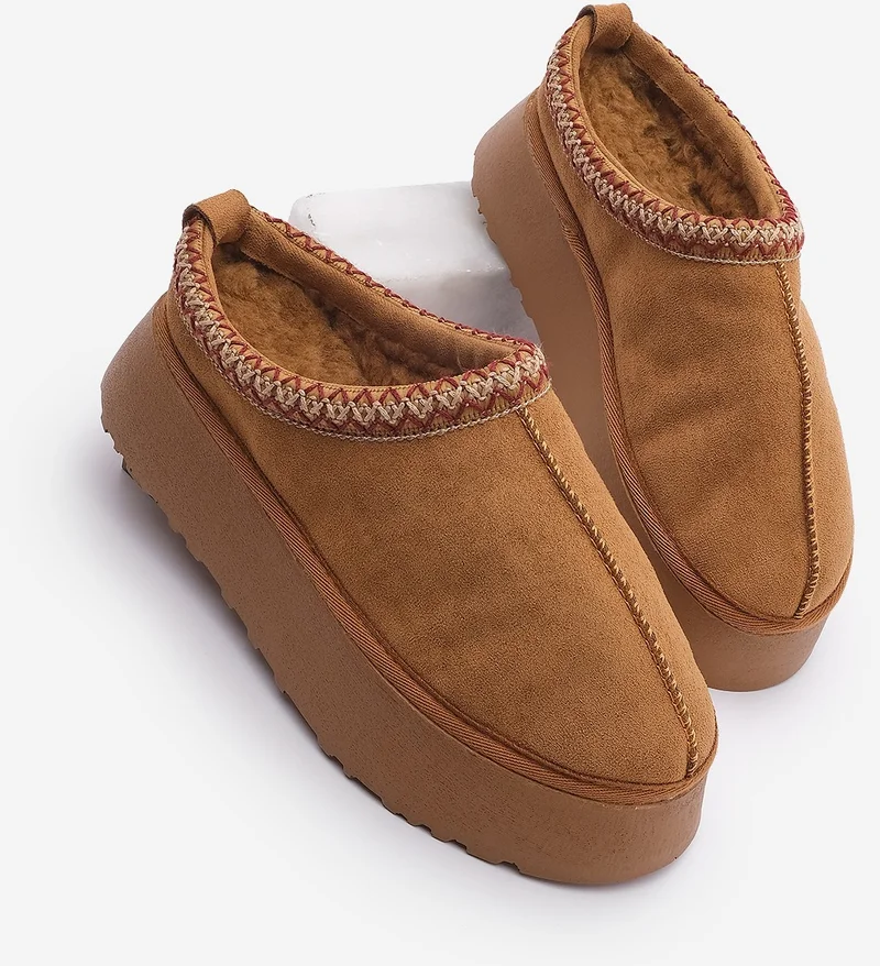 MARJIN Women's Furry Thick Sole Closed Front Daily Winter Slippers Furenta