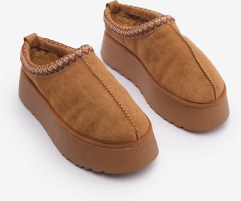 MARJIN Women's Furry Thick Sole Closed Front Daily Winter Slippers Furenta