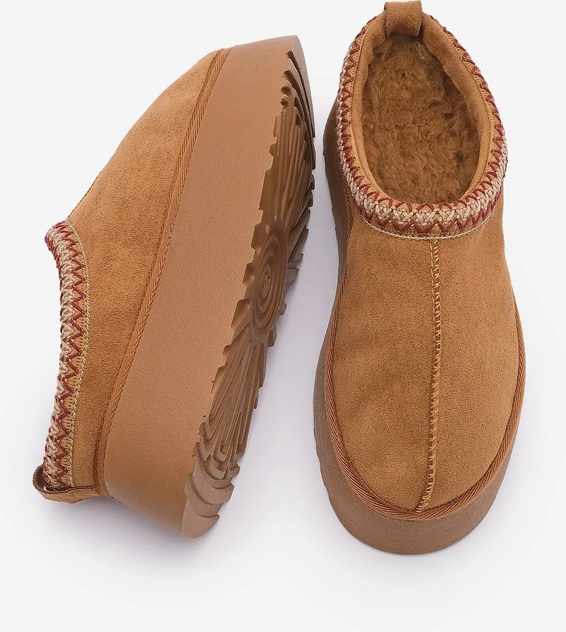 MARJIN Women's Furry Thick Sole Closed Front Daily Winter Slippers Furenta