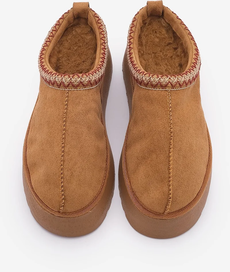 MARJIN Women's Furry Thick Sole Closed Front Daily Winter Slippers Furenta