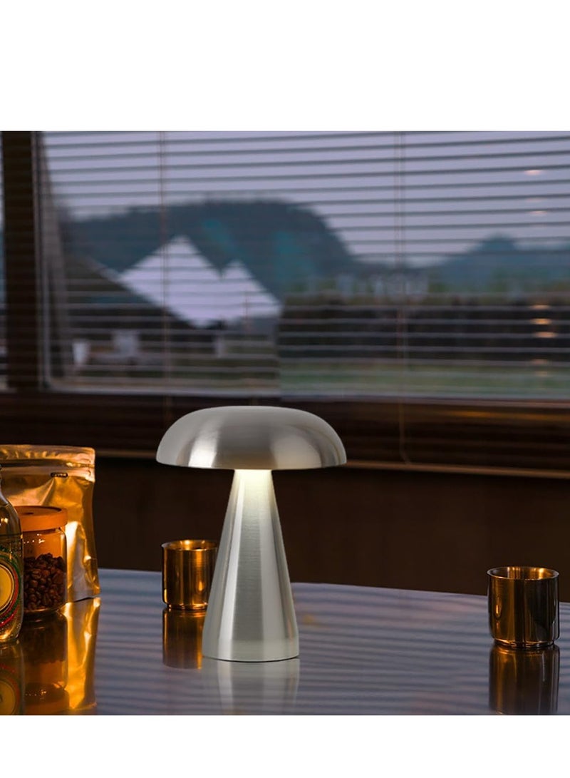 LED Cordless Table Lamp, Rechargeable Battery 3 Level Brightness Night Light, for Bedroom Living Room Dorm Study Desk Lamp,Silver - Image 2