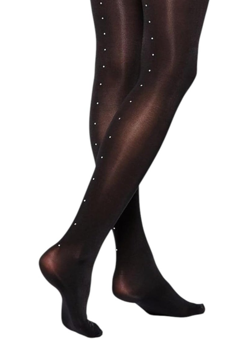 Crystal sheer tights embroidered with rhinestones, 25 denier, polyamide and Lycra