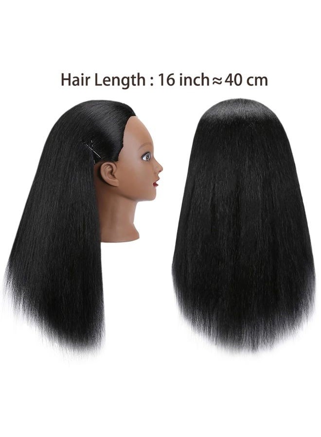 Armmu 100% real head Mannequin Head, 16" Cosmetology Mannequin Manikin Training Practice Braiding Doll Head - Image 3